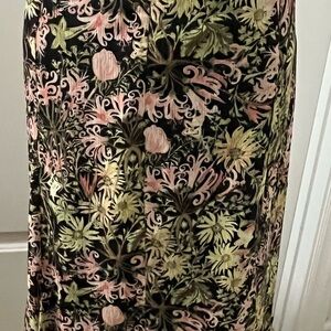 Sag Harbor Black and Green Floral Pencil Skirt